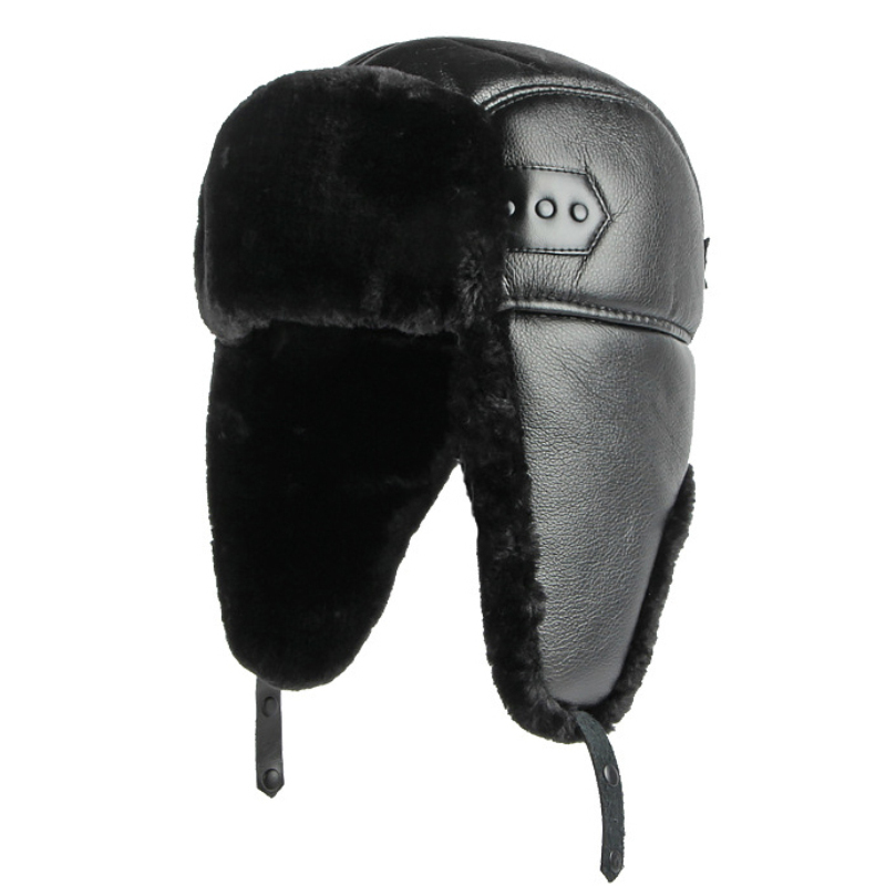 Winter Trapper Hat - HT4002 Baru Kulit PU Topi Rusia