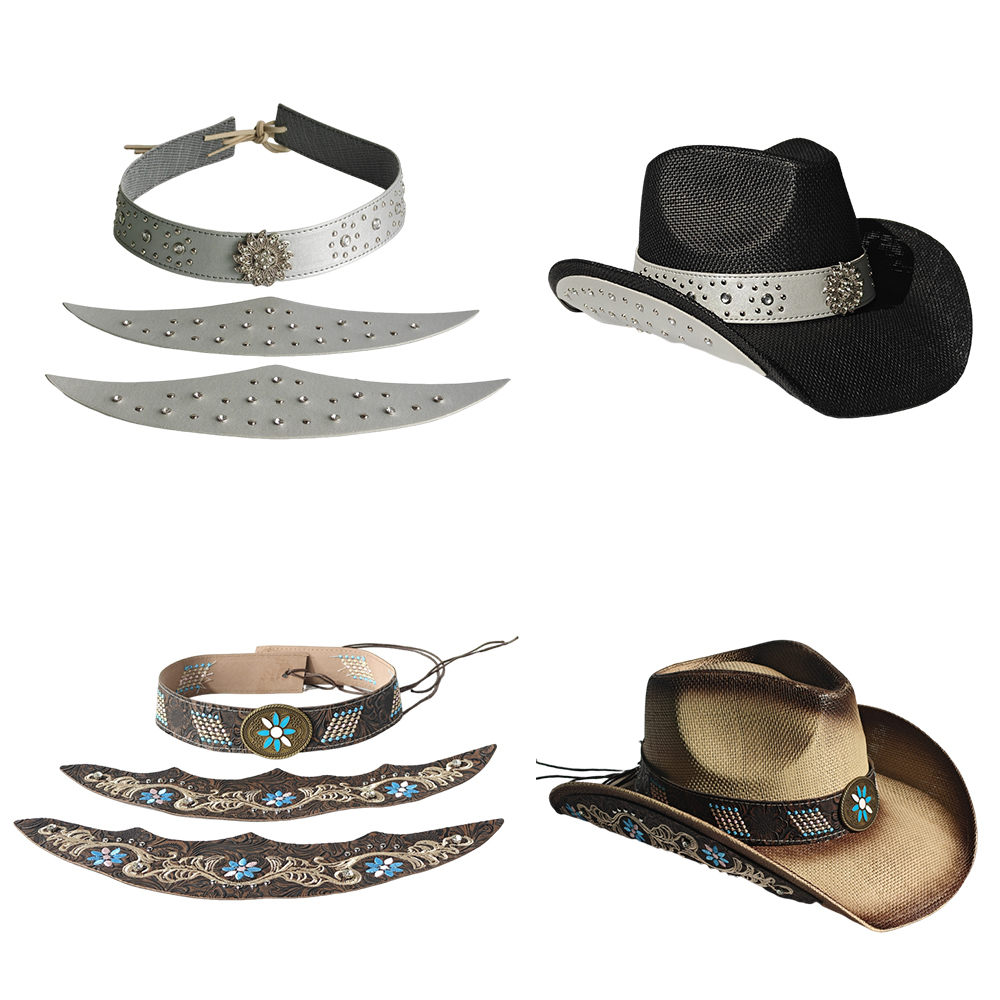 Cowboy Hat Straw - Topi Koboi Set Tiga Potong Aksesori