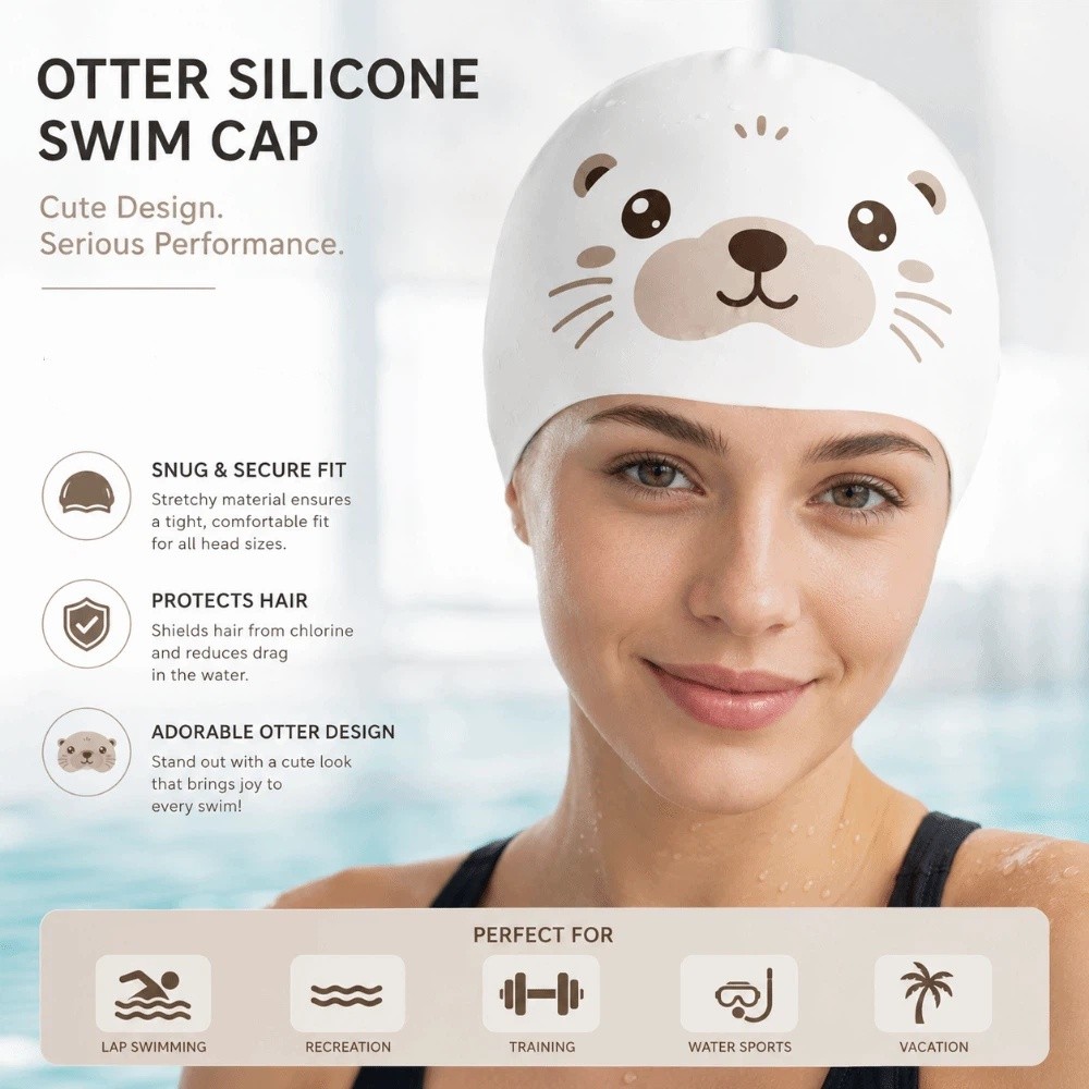 Swim Hat Silicone - Topi Renang Kreatif Pola Beruang Laut