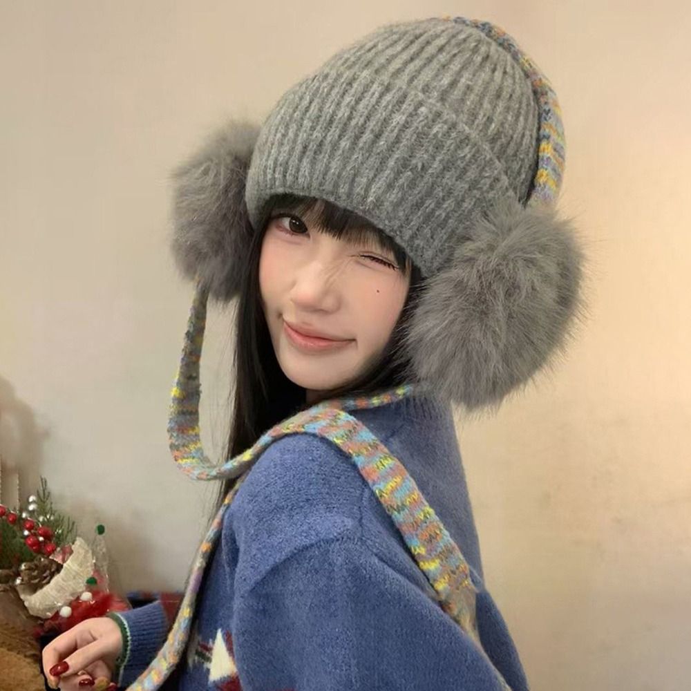 Beanie Cuffed Knit - Topi kupluk rajutan retro dengan penutup