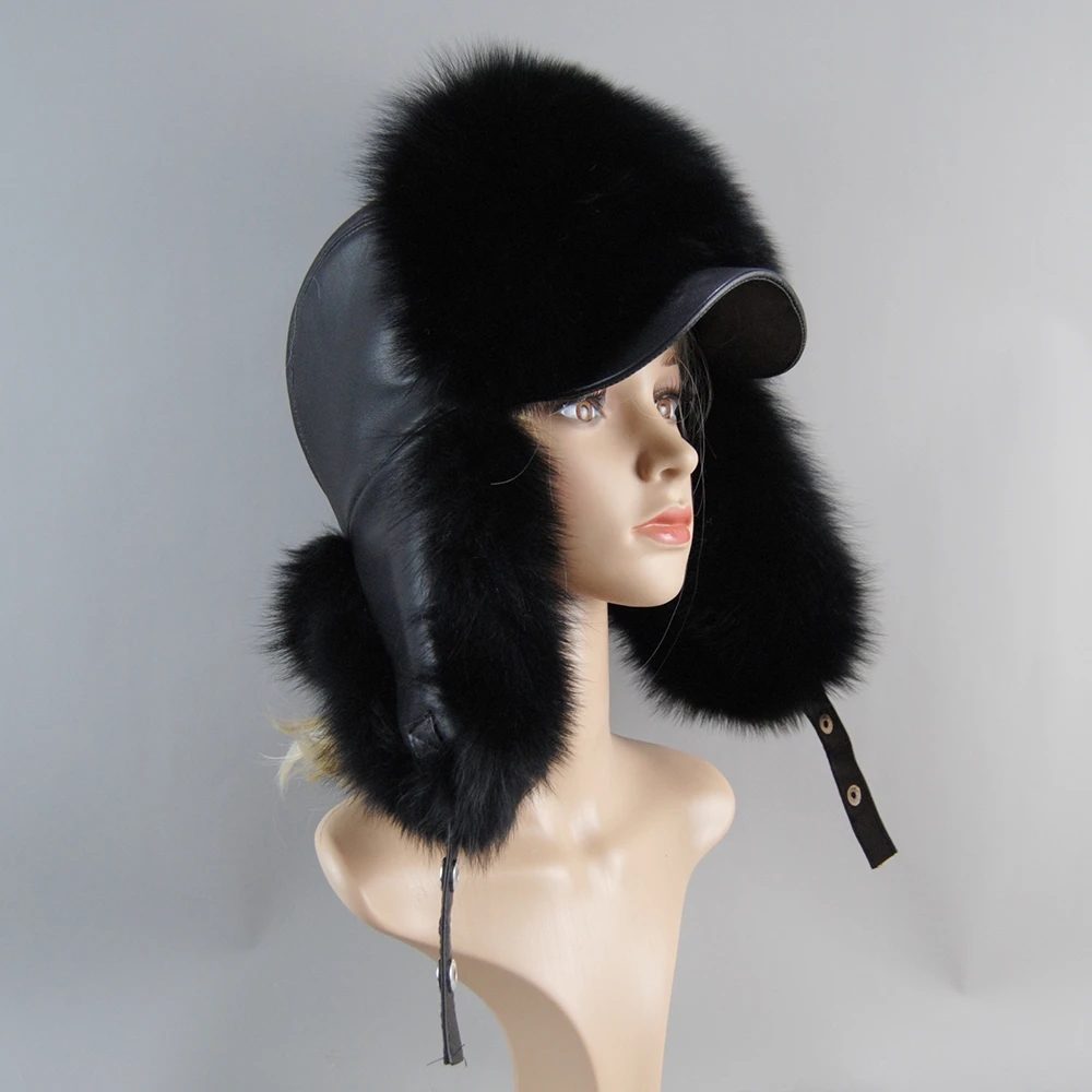 Trapper Hat Ear Flap - Topi Bulu Rubah Asli 100% untuk