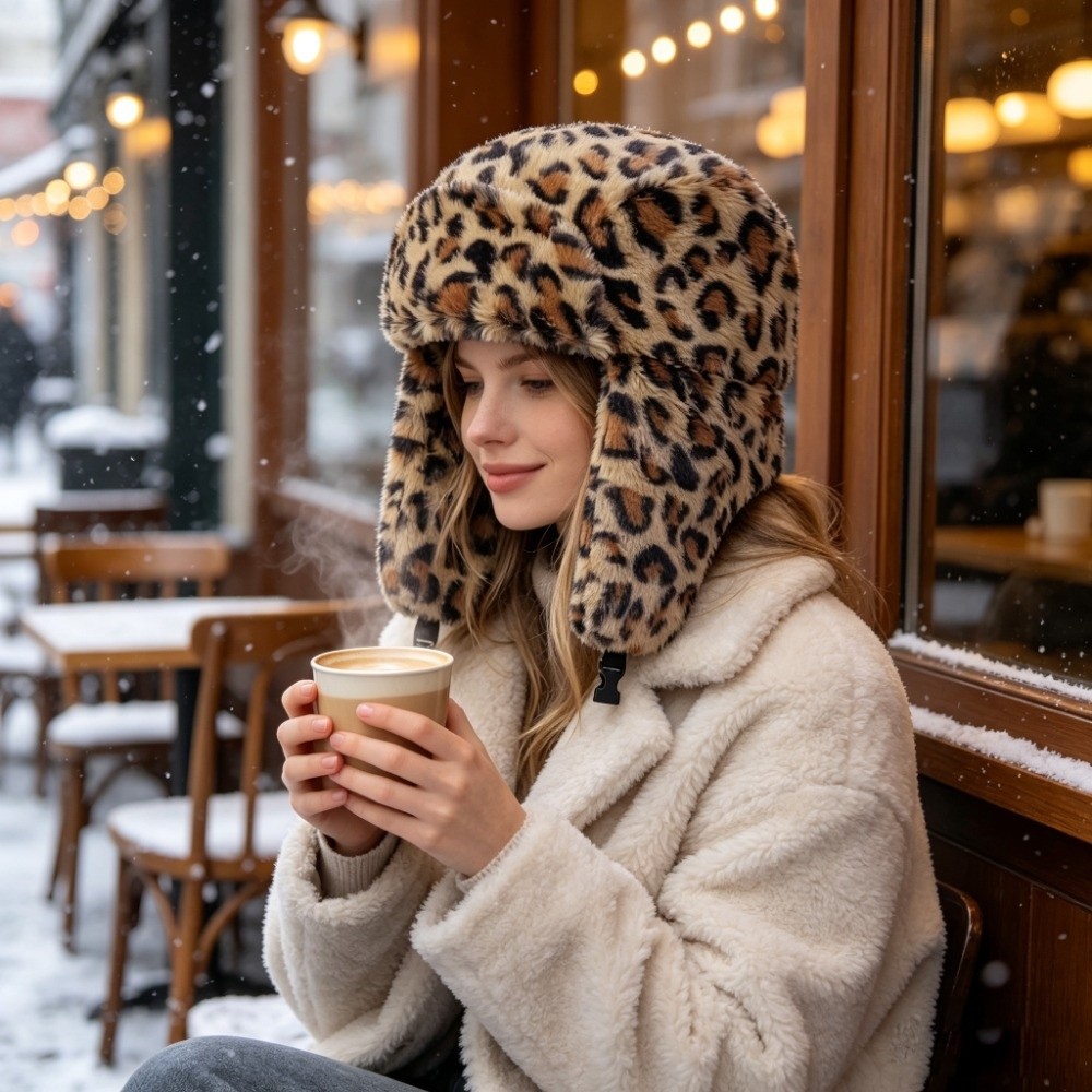Topi Trapper Motif Leopard Han - Trapper Hat Ear Flap ulasan dan harga