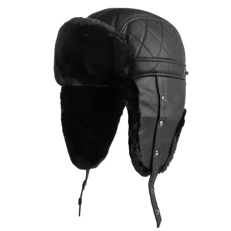 HT4002 Baru Kulit PU Topi Rusi - Winter Trapper Hat ulasan dan harga