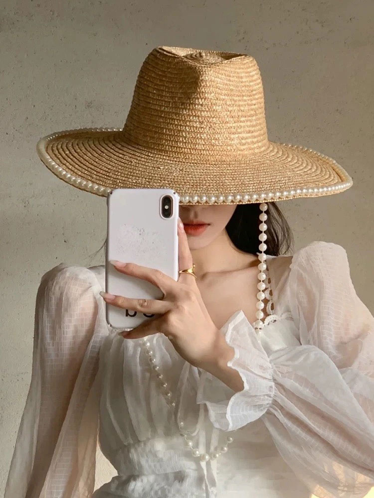 Topi Jerami Rantai Mutiara Fas - Cowboy Hat Straw ulasan dan harga