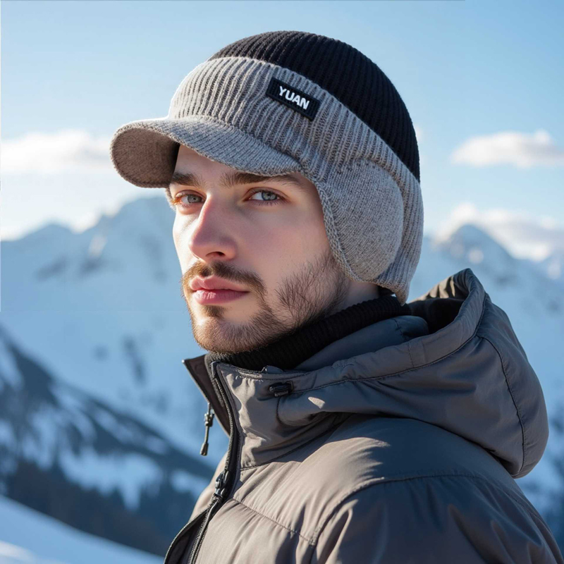 Topi Baseball Rajut Dua Warna  - Trapper Hat Ear Flap ulasan dan harga