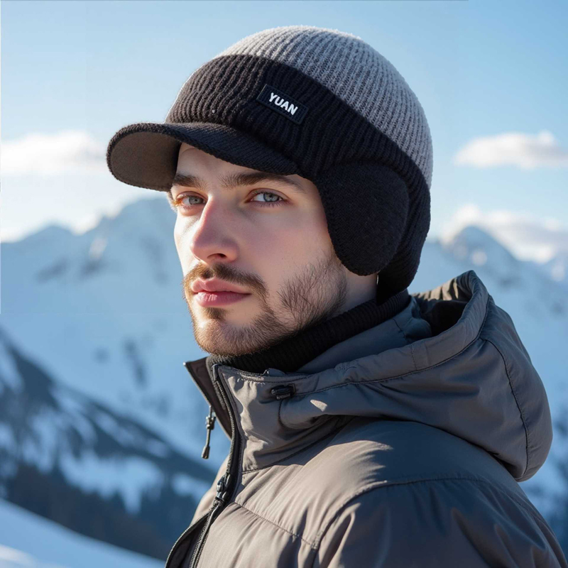 Topi Baseball Rajut Dua Warna  - Trapper Hat Ear Flap ulasan dan harga