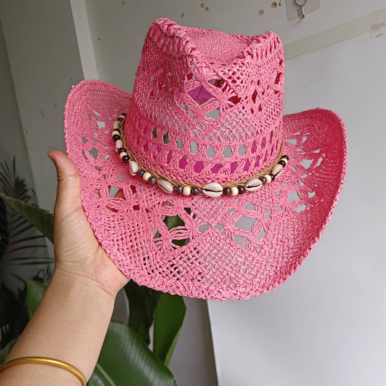 Topi jerami koboi warna pink,  - Cowboy Hat Straw ulasan dan harga
